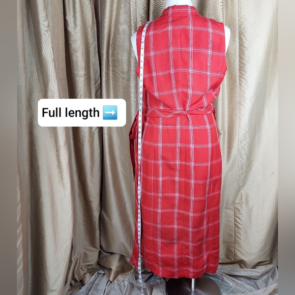Evan Picone red linen blend wrap dress size 16 - Picture 5 of 10